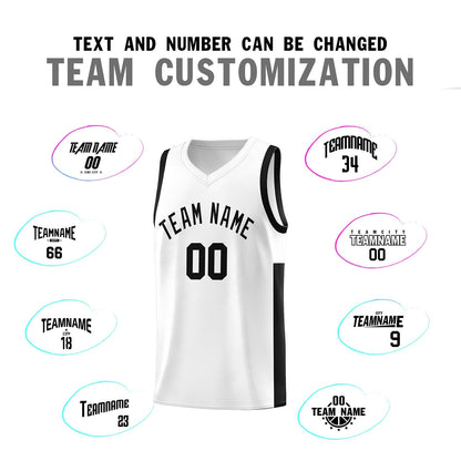 Custom White Black Side Two-Tone Classic Sports Uniform Basketball Jersey