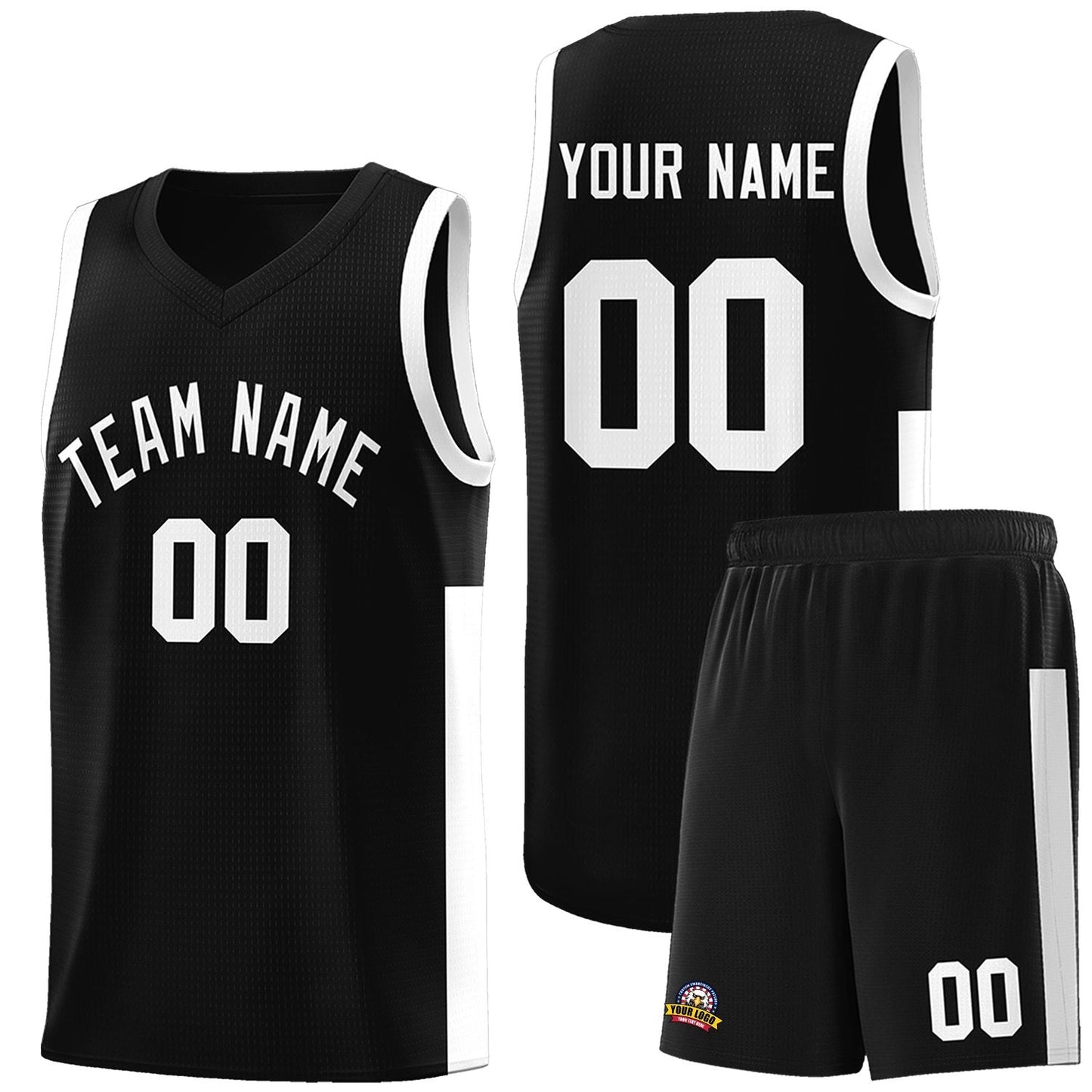 Custom Black White Side Two-Tone Classic Sports Uniform Basketball Jersey