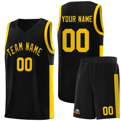 Custom Black Gold Side Two-Tone Classic Sports Uniform Basketball Jersey