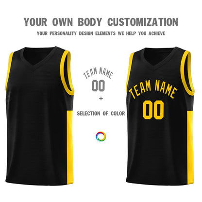 Custom Black Gold Side Two-Tone Classic Sports Uniform Basketball Jersey