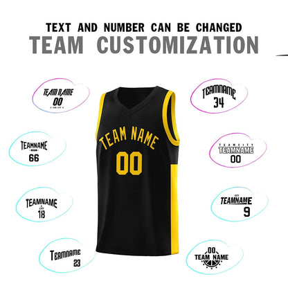 Custom Black Gold Side Two-Tone Classic Sports Uniform Basketball Jersey