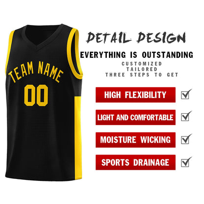 Custom Black Gold Side Two-Tone Classic Sports Uniform Basketball Jersey