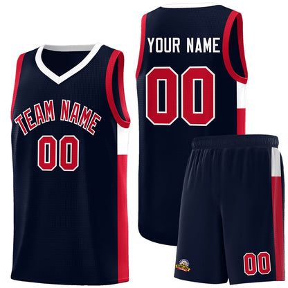 Custom Navy Red-White Side Two-Tone Classic Sports Uniform Basketball Jersey