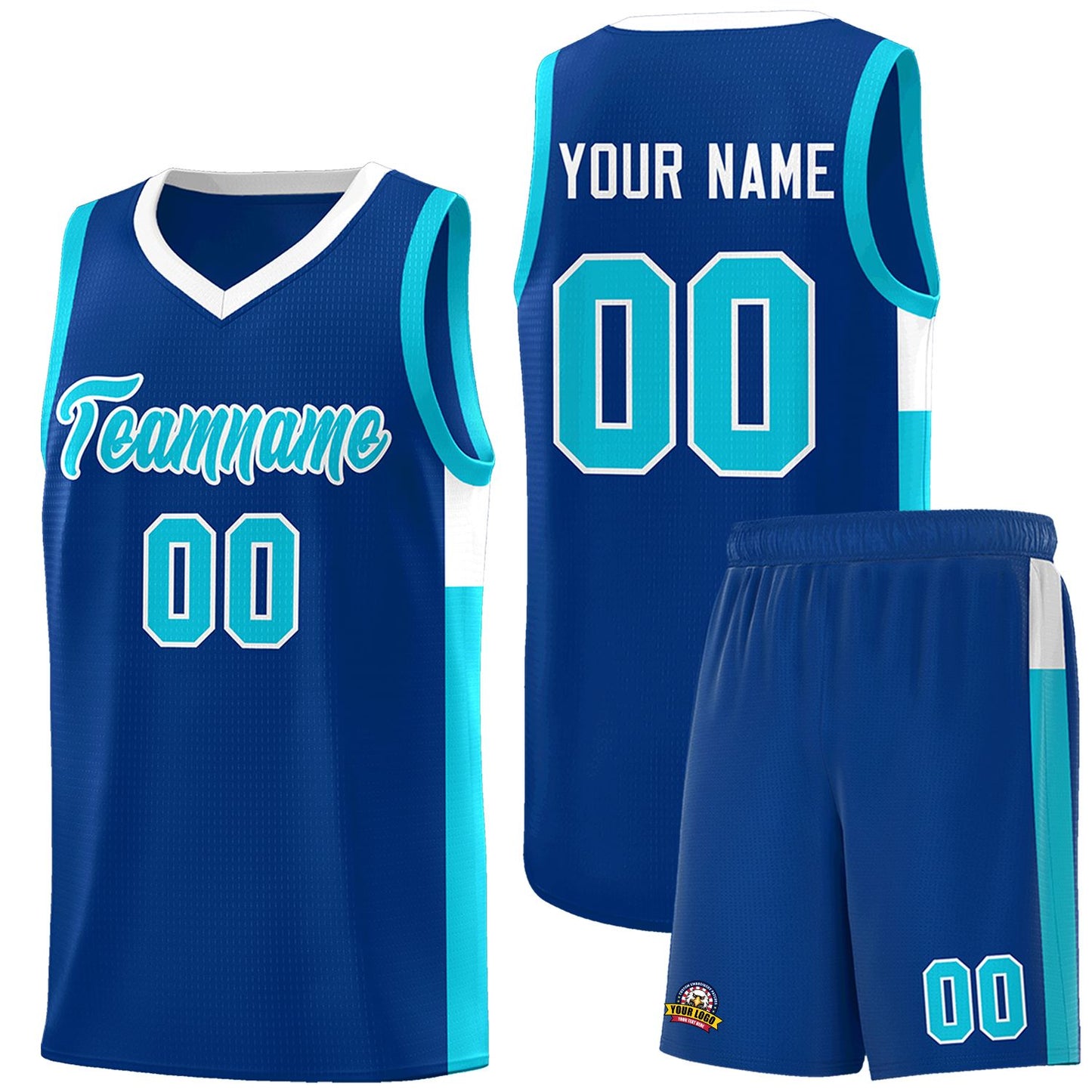 Custom Royal Light Blue-White Side Two-Tone Classic Sports Uniform Basketball Jersey