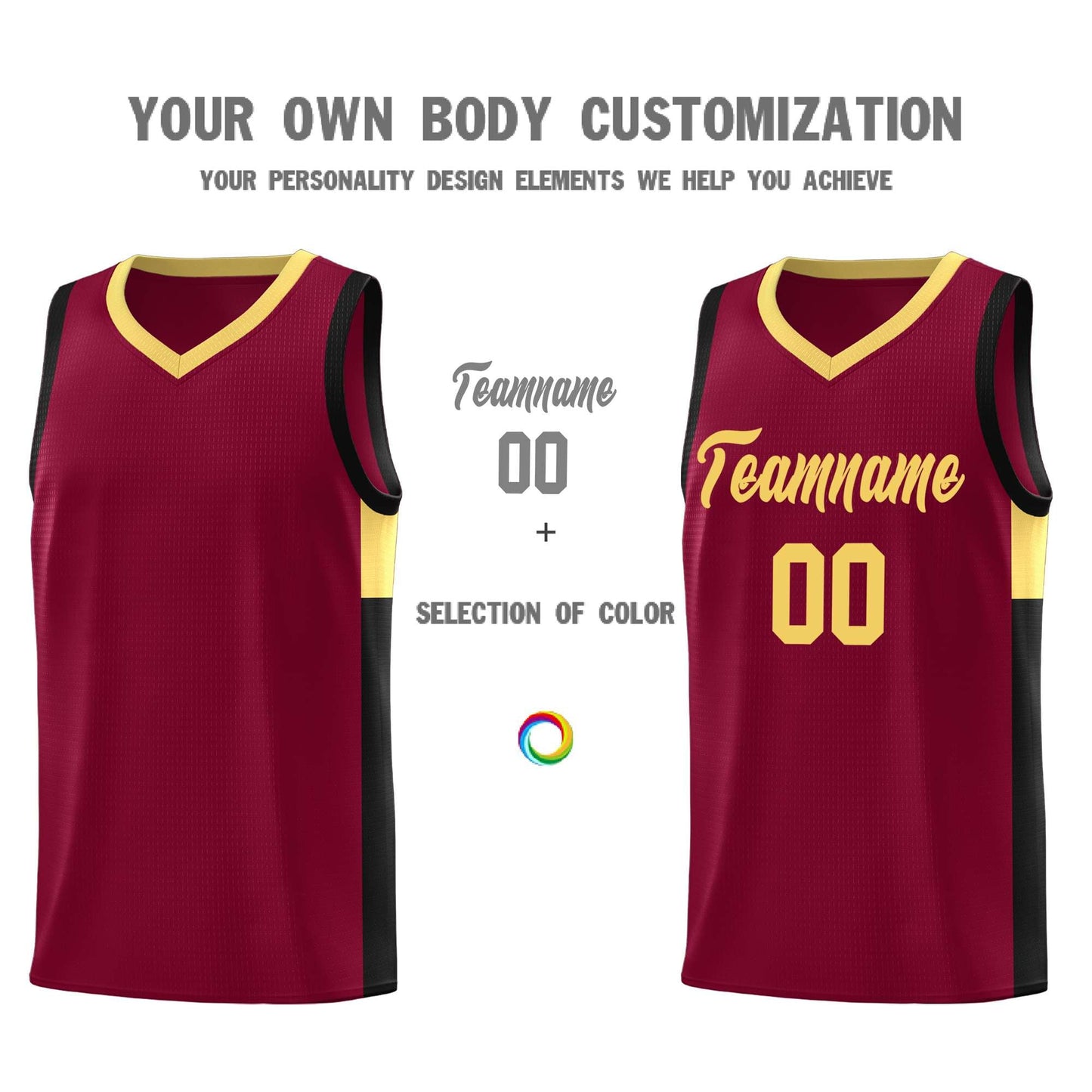 Custom Crimson Khaki-Black Side Two-Tone Classic Sports Uniform Basketball Jersey