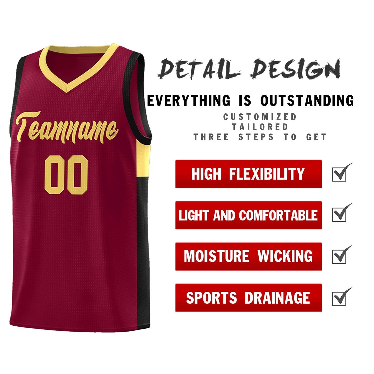 Custom Crimson Khaki-Black Side Two-Tone Classic Sports Uniform Basketball Jersey