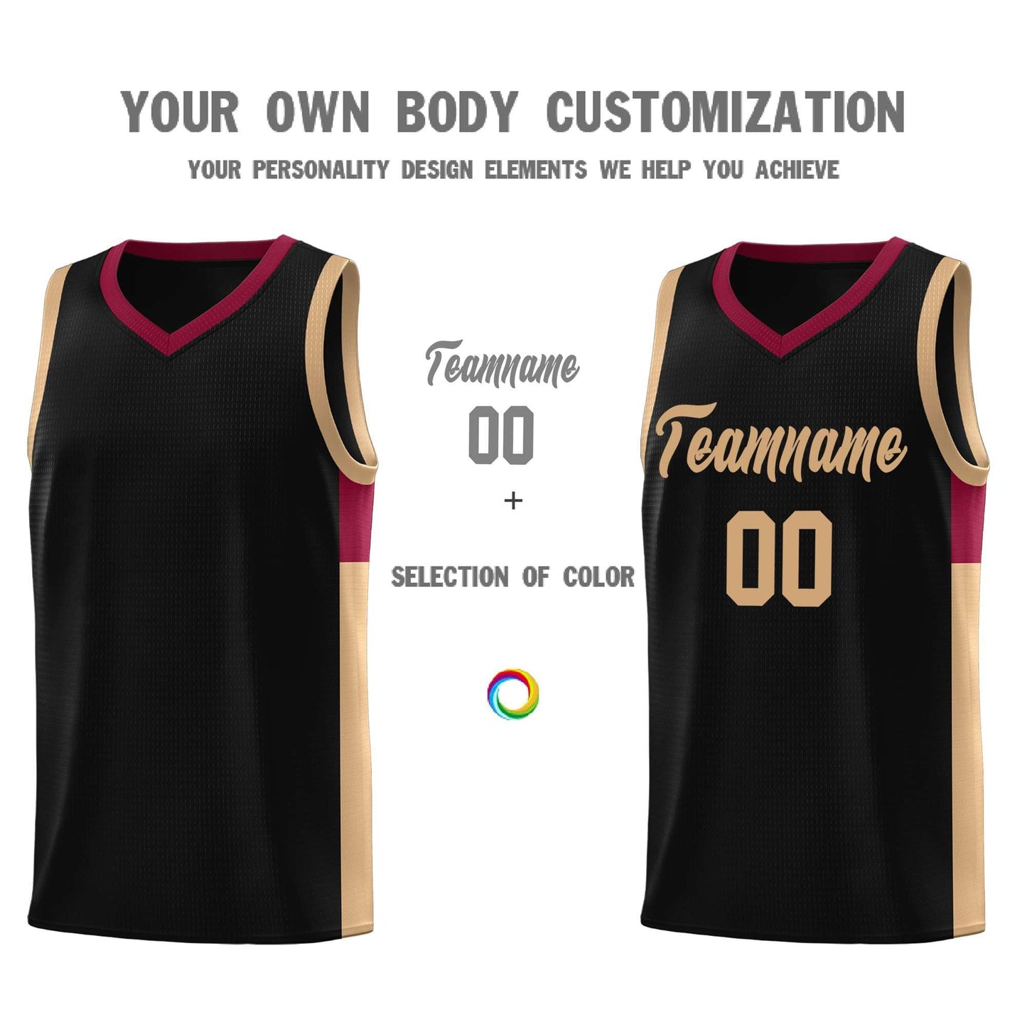 Custom Black Old Gold-Crimson Side Two-Tone Classic Sports Uniform Basketball Jersey