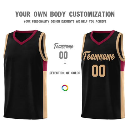 Custom Black Old Gold-Crimson Side Two-Tone Classic Sports Uniform Basketball Jersey