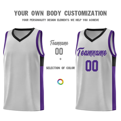 Custom Gray Purple-Black Side Two-Tone Classic Sports Uniform Basketball Jersey