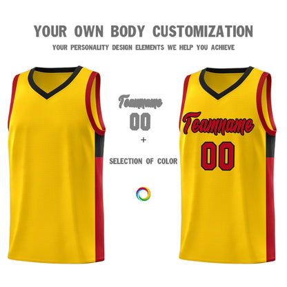 Custom Gold Red-Black Side Two-Tone Classic Sports Uniform Basketball Jersey