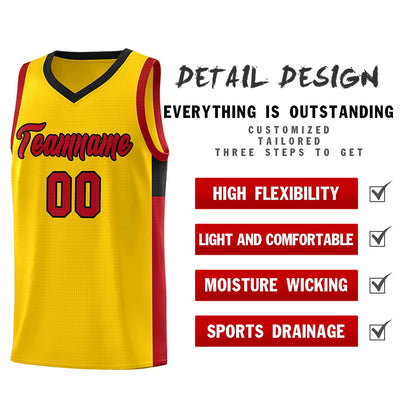 Custom Gold Red-Black Side Two-Tone Classic Sports Uniform Basketball Jersey