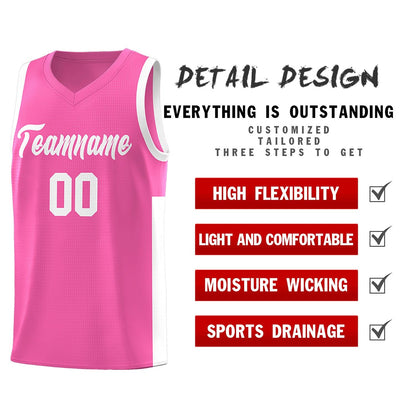 Custom Pink White Side Two-Tone Classic Sports Uniform Basketball Jersey