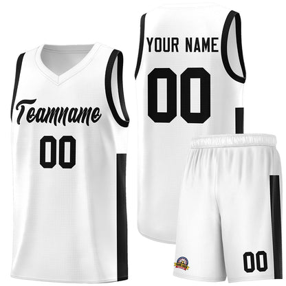 Custom White Black Side Two-Tone Classic Sports Uniform Basketball Jersey