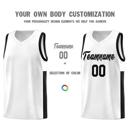 Custom White Black Side Two-Tone Classic Sports Uniform Basketball Jersey