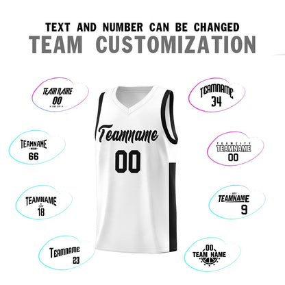 Custom White Black Side Two-Tone Classic Sports Uniform Basketball Jersey