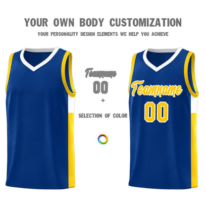 Custom Royal Gold-White Side Two-Tone Classic Sports Uniform Basketball Jersey