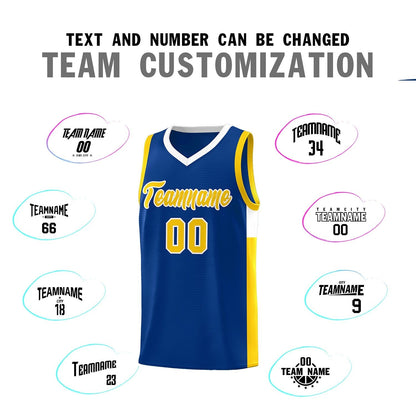 Custom Royal Gold-White Side Two-Tone Classic Sports Uniform Basketball Jersey