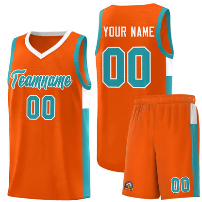 Custom Orange Aqua-White Side Two-Tone Classic Sports Uniform Basketball Jersey