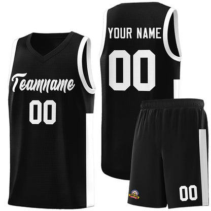 Custom Black White Side Two-Tone Classic Sports Uniform Basketball Jersey