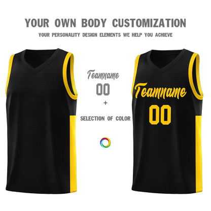 Custom Black Gold Side Two-Tone Classic Sports Uniform Basketball Jersey