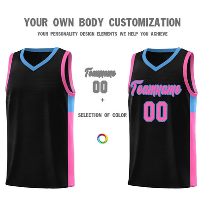 Custom Black Pink-Blue Side Two-Tone Classic Sports Uniform Basketball Jersey