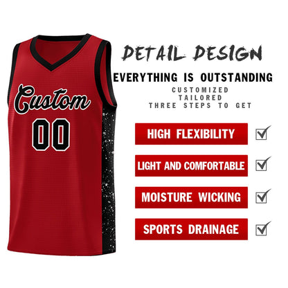 Custom Red Black-White Side Splash Sports Uniform Basketball Jersey