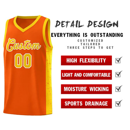 Custom Orange Gold-White Side Splash Sports Uniform Basketball Jersey