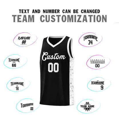 Custom Black White Side Splash Sports Uniform Basketball Jersey