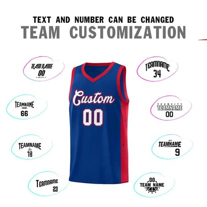 Custom Royal White-Royal Side Splash Sports Uniform Basketball Jersey