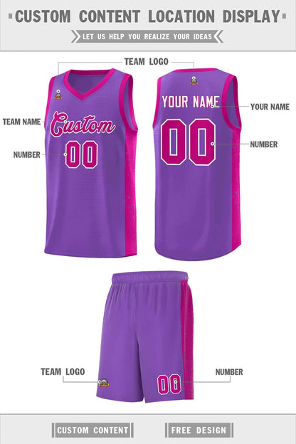 Custom Purple Red-White Side Splash Sports Uniform Basketball Jersey