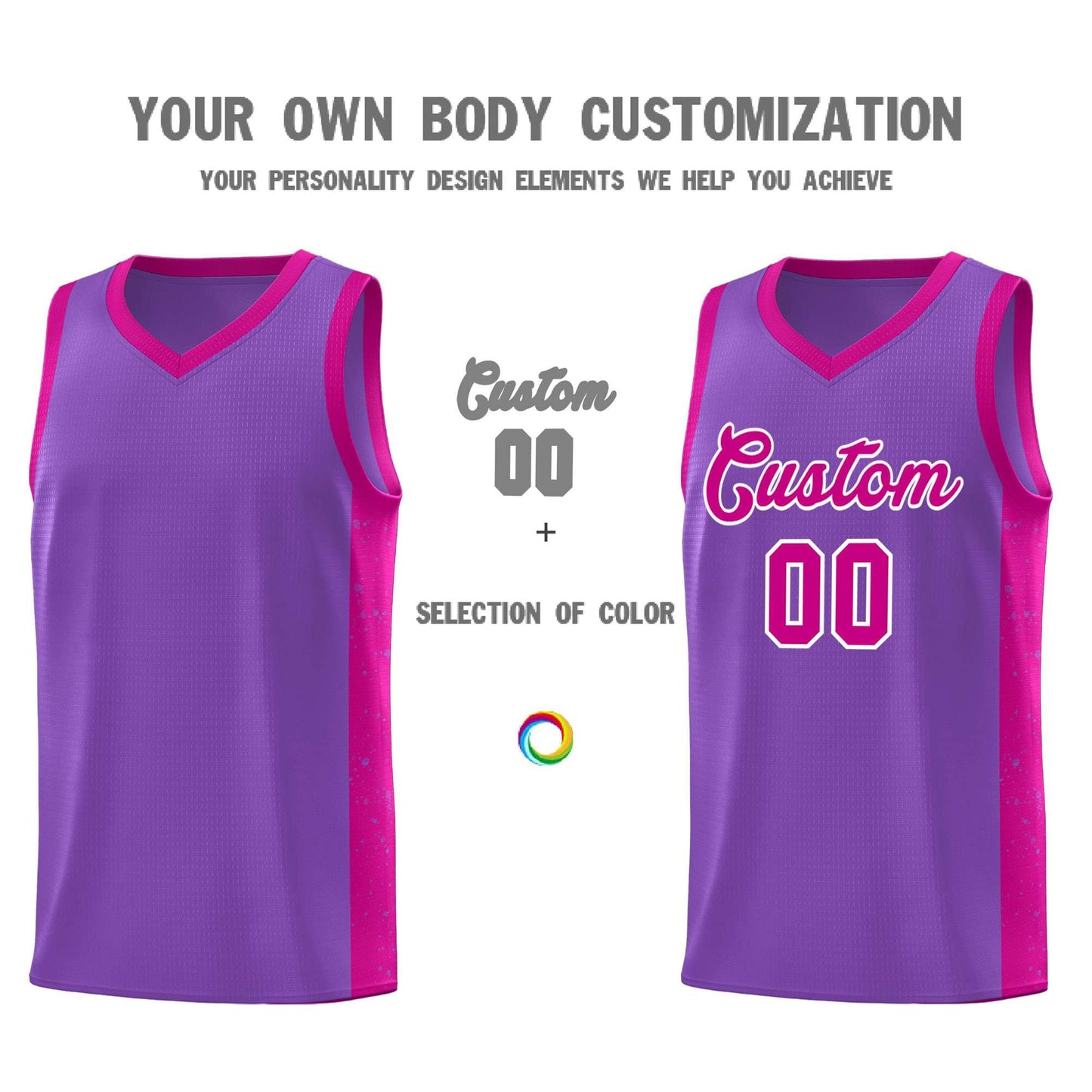 Custom Purple Red-White Side Splash Sports Uniform Basketball Jersey