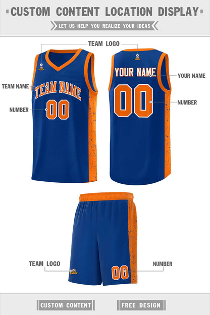 Custom Royal Orange-White Side Splash Sports Uniform Basketball Jersey