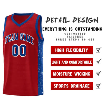 Custom Red Royal-White Side Splash Sports Uniform Basketball Jersey