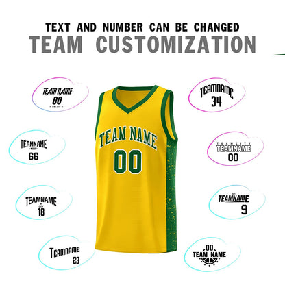 Custom Yellow Green-White Side Splash Sports Uniform Basketball Jersey