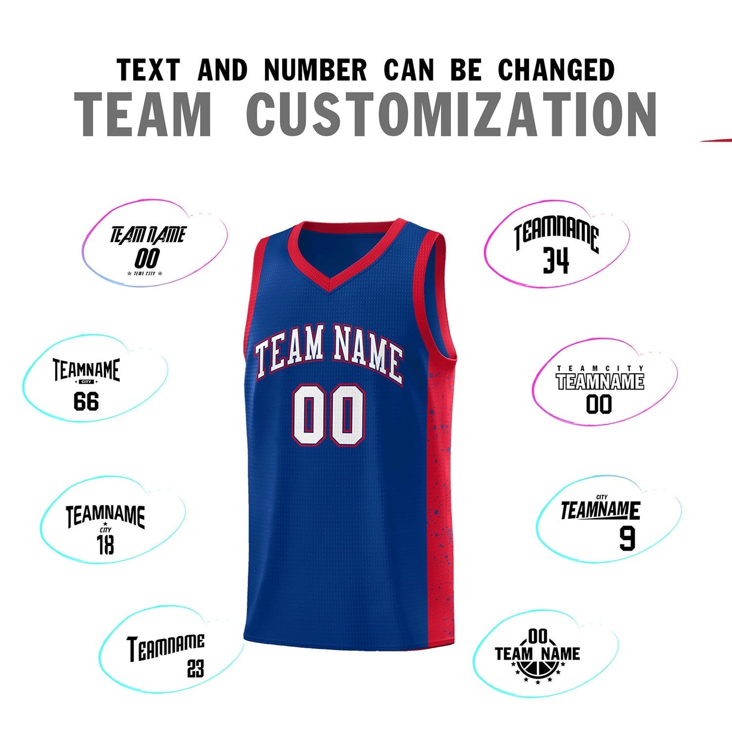 Custom Royal White-Royal Side Splash Sports Uniform Basketball Jersey