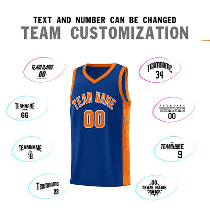 Custom Royal Orange-White Side Splash Sports Uniform Basketball Jersey