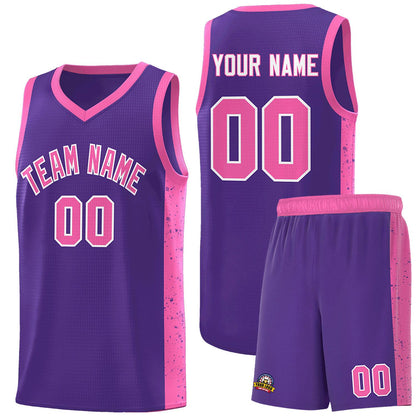 Custom Purple Pink-White Side Splash Sports Uniform Basketball Jersey