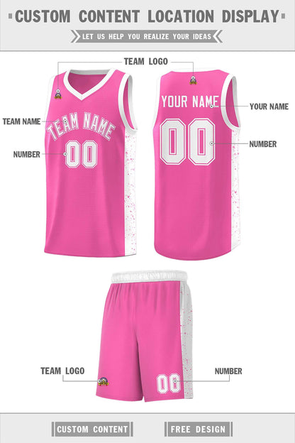 Custom Pink White Side Splash Sports Uniform Basketball Jersey