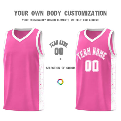 Custom Pink White Side Splash Sports Uniform Basketball Jersey