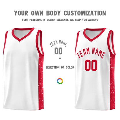 Custom White Red Side Splash Sports Uniform Basketball Jersey