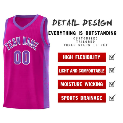 Custom Rose Red Purple-White Side Splash Sports Uniform Basketball Jersey