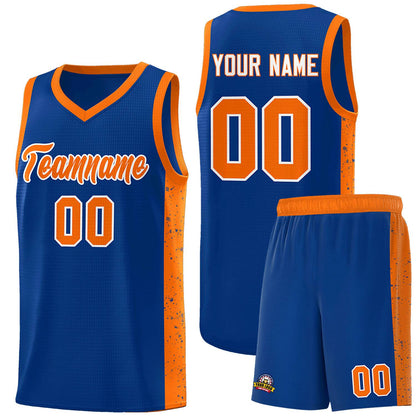 Custom Royal Orange-White Side Splash Sports Uniform Basketball Jersey