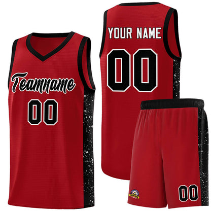 Custom Red Black-White Side Splash Sports Uniform Basketball Jersey