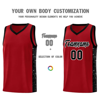 Custom Red Black-White Side Splash Sports Uniform Basketball Jersey