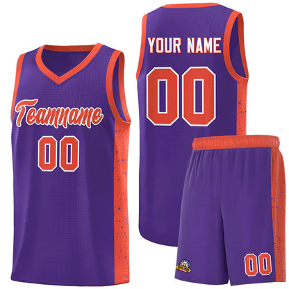 Custom Purple Orange-White Side Splash Sports Uniform Basketball Jersey