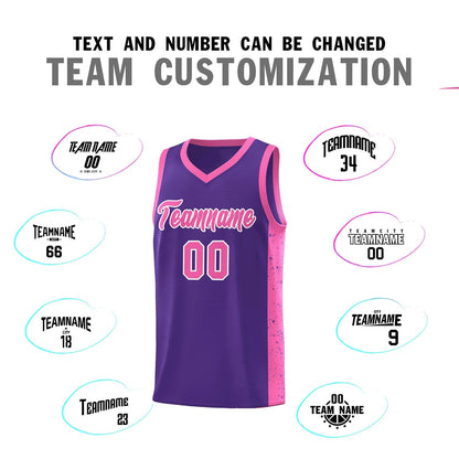 Custom Purple Pink-White Side Splash Sports Uniform Basketball Jersey