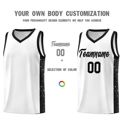 Custom White Black Side Splash Sports Uniform Basketball Jersey