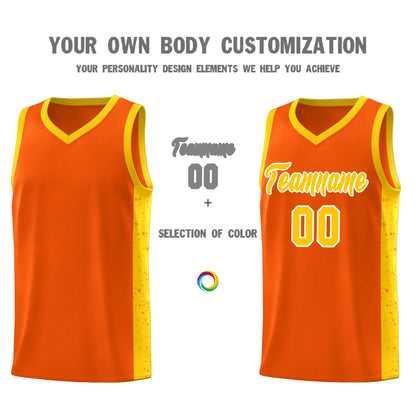 Custom Orange Gold-White Side Splash Sports Uniform Basketball Jersey