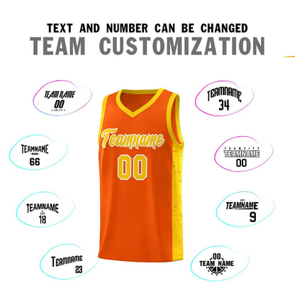 Custom Orange Gold-White Side Splash Sports Uniform Basketball Jersey