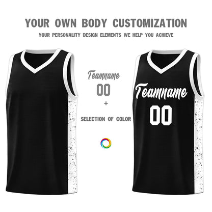 Custom Black White Side Splash Sports Uniform Basketball Jersey